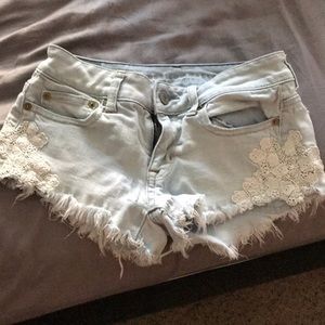 Cut off blue jean shorts
